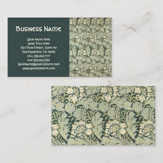 アンティーク ビクトリアン ウィリアム モリス ガーデン フラワーズ 名刺 (正面/裏面)