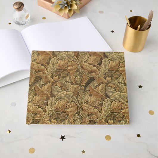 アンティーク ビクトリアン ウォーム オータム リーブス セーブ ザ デート ゲストブック (正面見開き)