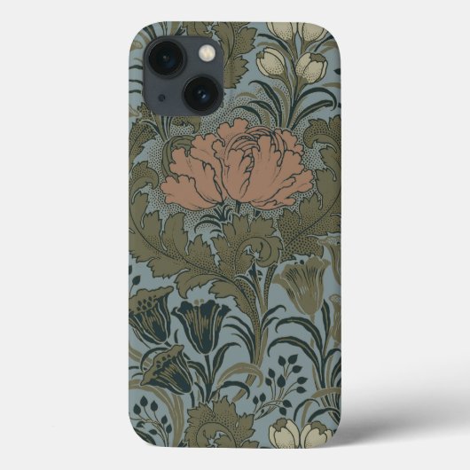 アンティーク ビクトリアン フラワー 柄 セージ テラコッタ Case-Mate iPhoneケース (裏面)