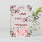 アンティーク ピオニー バブル ブライズ シャワー フォイル 招待状 (スタンド正面)