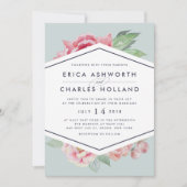 アンティーク ピオニー | ブラッシュ＆セージ ウェディング 招待状 (正面)