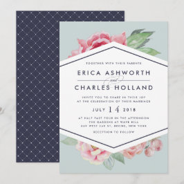 アンティーク ピオニー | ブラッシュ＆セージ ウェディング 招待状