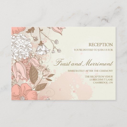 アンティーク フラワー ガーデン ウェディング レセプション カード (正面)