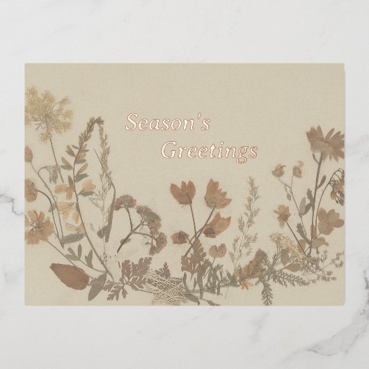 アンティーク・フラワー・コラージュ 箔シーズンポストカード (正面)