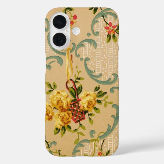 アンティーク フラワー デコレーション 壁紙 パターン Case-Mate iPhoneケース (裏面)