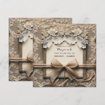 アンティーク フラワー レース バルーン リボン ラスティック ウェディング