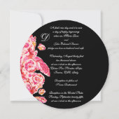 アンティーク フロレンティン ピンク ブラック フローラル モノグラム 招待状 (裏面)