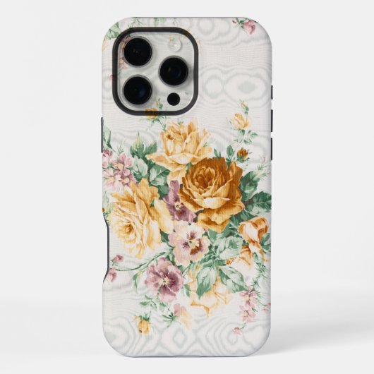 アンティーク フローラル ファブリック パターン iPhoneケース (裏面)