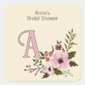 アンティーク フローラル ブライダル シャワー オーダーメイド モノグラム スクエアシール (正面)