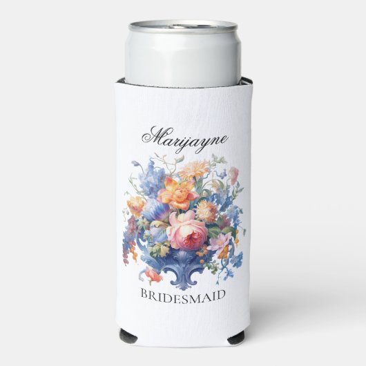 アンティーク フローラル ブーケ ブライズメイド 提案 ギフト スリム缶クーラー (Seltzer正面)