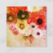 アンティーク ブラウン レッド ホワイト ローズとアネモネの花 スクエア名刺 (裏面)