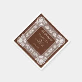 アンティーク ブラウン レース 結婚式 スタンダードカクテルナプキン
