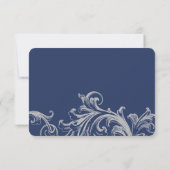 アンティーク ブルーとグレーの花の結婚式出欠確認カード 出欠カード (裏面)