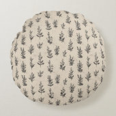 アンティーク ボタニカル ハーブ パターン – ヴィンテージ フラワーナ ラウンドクッション (正面)