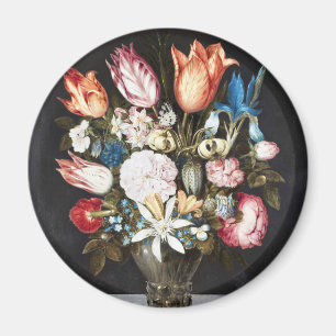 アンティーク ボッシャール オランダチューリップとバラの芸術 マグネット