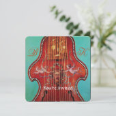 アンティーク ミュージック コンサート, ウェディング モノグラム 赤 リラ 招待状 (スタンド正面)