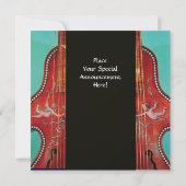 アンティーク ミュージック コンサート, ウェディング, モノグラム 赤 青 招待状 (裏面)