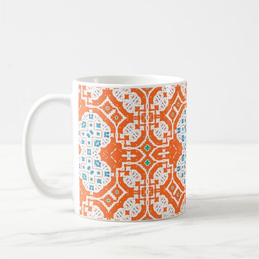 アンティーク・メキシコ・タラベラ・セラミックス。ヴィンテージシームレス コーヒーマグカップ (左)