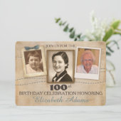 アンティーク メモリーズ | 3枚の写真の招待状 招待状 (スタンド正面)