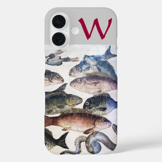 アンティーク モザイク 魚, 海 オーシャン モノグラム Case-Mate iPhoneケース (裏面)