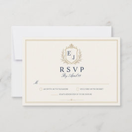 アンティーク モノグラム オールドマネー ウェディング RSVP カード