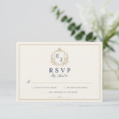 アンティーク モノグラム オールドマネー ウェディング RSVP カード (スタンド正面)