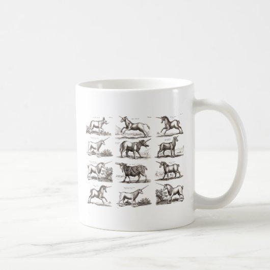 アンティーク ユニコーン 銅版画 ヴィンテージ動物学標本 コーヒーマグカップ (右)