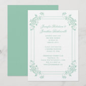 アンティーク ライトジェイド ホワイト フローラル スワールズ ウェディング アフター 招待状 (正面/裏面)