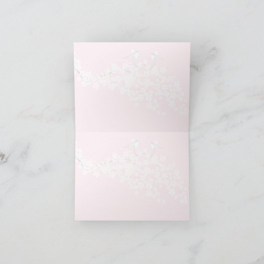 アンティーク ラブバード さくらんぼの花 ウェディング サンクス サンキューカード (内部)