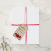 アンティーク レッドローズとゴールドクラウン サンクス フェイバー ギフトタグ (より糸付き)