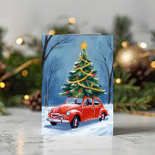 アンティーク レッド カー クリスマスツリー シーズンカード