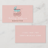 アンティーク レトロ ベビーカー 保育士 乳母 子ども 名刺 (正面/裏面)
