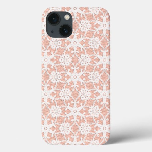アンティーク レース - 白とピーチ Case-Mate iPhoneケース (裏面)