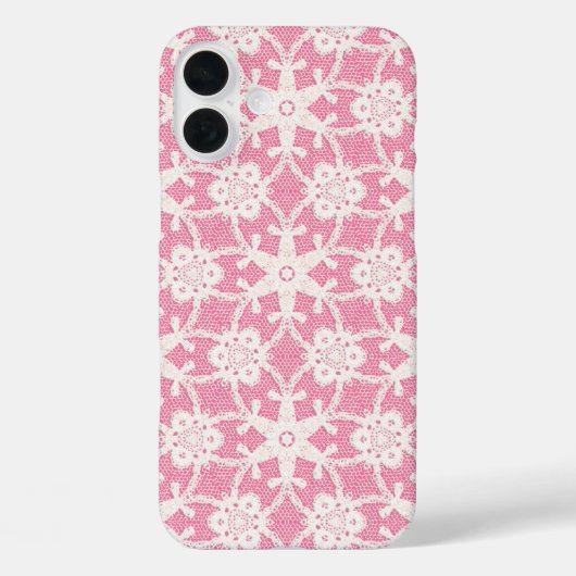 アンティーク レース - 白とローズピンク Case-Mate iPhoneケース (裏面)