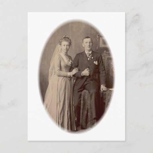 アンティーク ロマンティック 花嫁と花婿のカードとギフト ポストカード (正面)