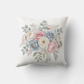 アンティーク ローズとユーカリの花束で装飾された クッション (裏面)