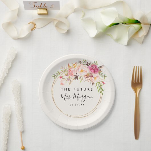 アンティーク ローズ ブライダル シャワー ペーパープレート (ウェディング)