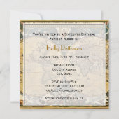 アンティーク ワールド マップ、ダメージ加工 BG SQ スウィート 16 招待状 (裏面)