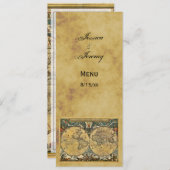 アンティーク ワールド マップ ディストレスド #2 メニュー カード (正面/裏面)