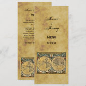 アンティーク ワールド マップ ディストレスド #3 メニュー カード (正面/裏面)