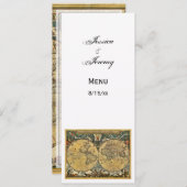 アンティーク ワールド マップ ホワイト #2 メニュー カード (正面/裏面)