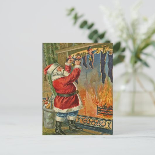 アンティーク、ヴィンテージサンタのクリスマスの郵便はがき シーズンポストカード (スタンド正面)
