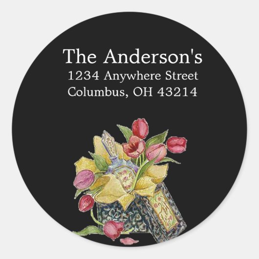 アンティーク/ヴィンテージフラワーボックス住所 シール (正面)