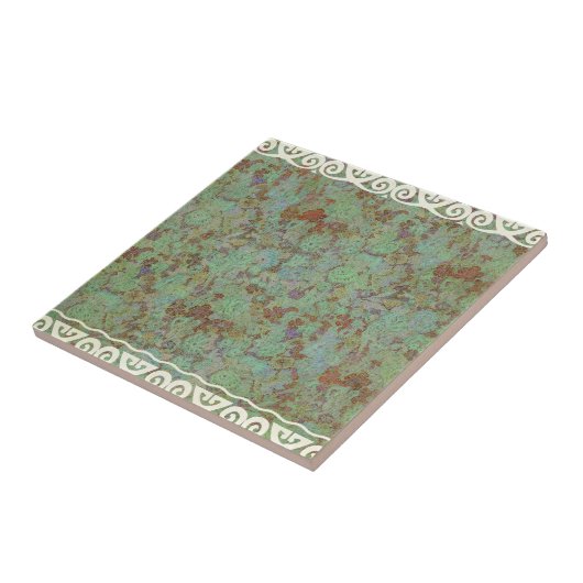 アンティーク,ヴィンテージ，アクア，フローラ，レース，パターンビクトリアン, タイル (側面)