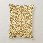 アンティーク,ヴィンテージ,金ゴールド,ダマスク,フローラ,パターン,シック, アクセントクッション (裏面(縦))