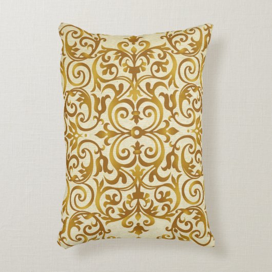 アンティーク,ヴィンテージ,金ゴールド,ダマスク,フローラ,パターン,シック, アクセントクッション (正面(垂直))