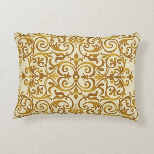 アンティーク,ヴィンテージ,金ゴールド,ダマスク,フローラ,パターン,シック, アクセントクッション (裏面)