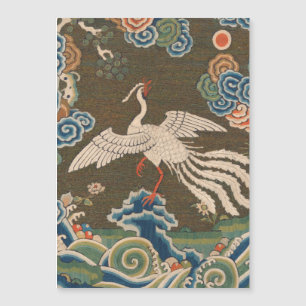 アンティーク 中国 白鳥 シルク 刺繍 プリント