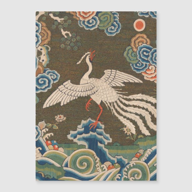 アンティーク 中国 白鳥 シルク 刺繍 プリント (正面)