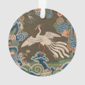 アンティーク 中国 白鳥 シルク 刺繍 プリント オーナメント (裏面)